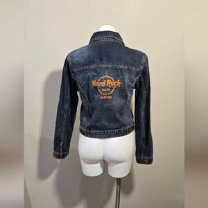 Rare Find Hard Rock Cafe Cancun Dark Wash Jean Jacket Women's Size Medium